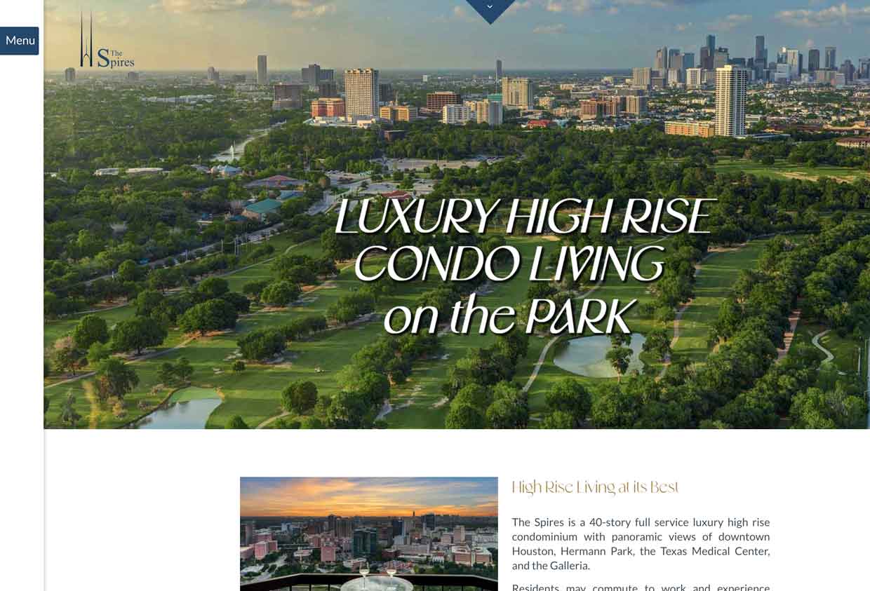 The Spires Luxury high rise condominiums website